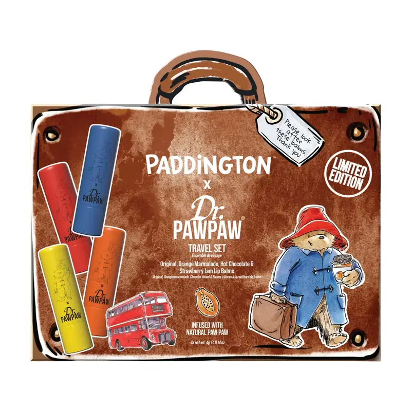 set-dr-pawpaw-paddington-orange-marmalade-hydrating-lip-balm-4-g-paddington-bear-original-balm-vegan-lip-balm-4-g-strawberry-jam-hydrating-lip-balm-4- Set Dr. PawPaw: Paddington Orange Marmalade, Hydrating, Lip Balm, 4 g + Paddington Bear Original Balm, Vegan, Lip Balm, 4 g + Strawberry Jam, Hydrating, Lip Balm, 4 g - Afbeelding 1