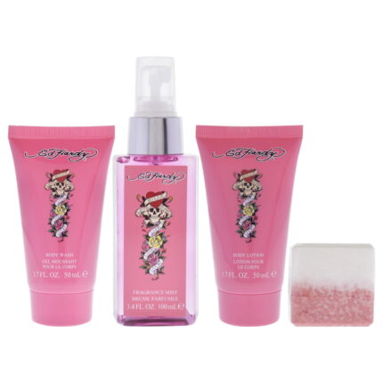 Set Ed Hardy: Ed Hardy, Scented Spray, For Women, 50 ml + Ed Hardy, Body Wash, 50 ml + Ed Hardy, Hydrates, Body Lotion, 50 ml + Ed Hardy, Cleansing, Bath Bomb