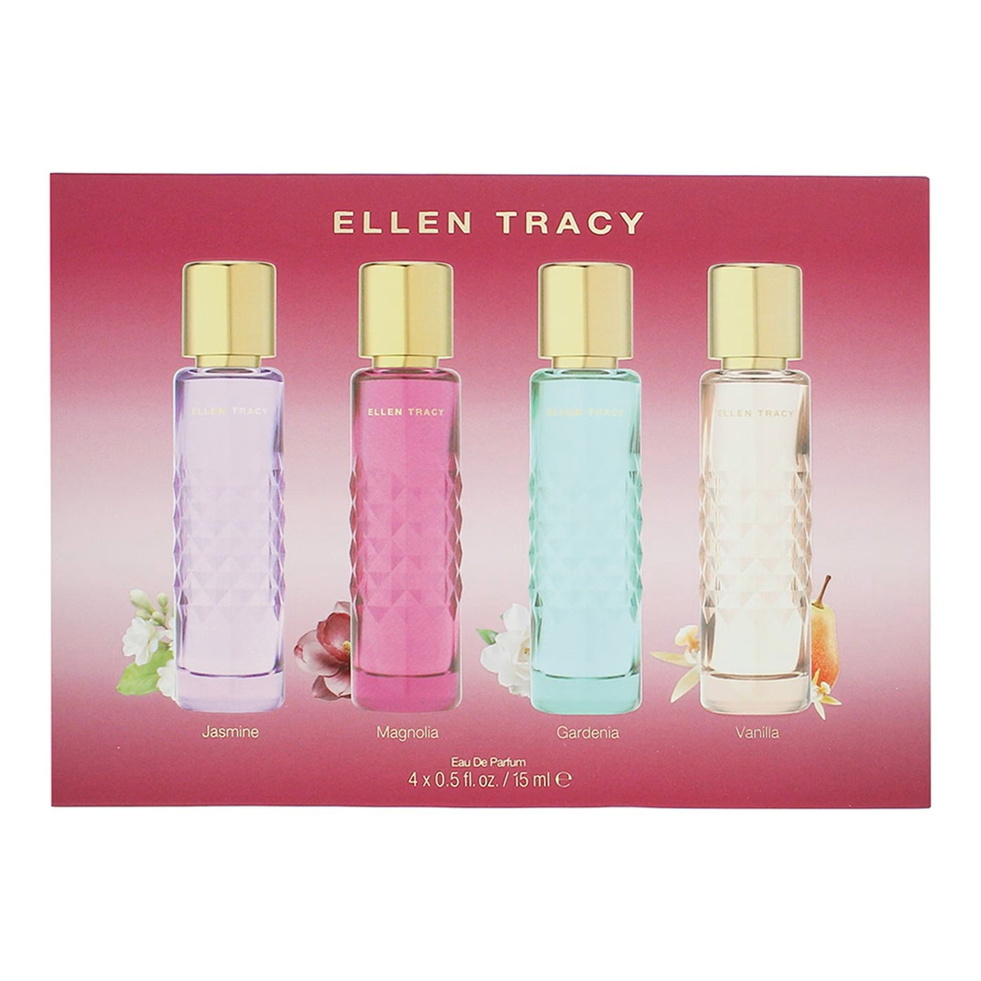set-ellen-tracy-quilted-gardenia-eau-de-parfum-for-women-15-ml-quilted-vanilla-eau-de-parfum-for-women-15-ml-quilted-magnolia-eau-de-parfum-for-women-1-1 Set Ellen Tracy: Quilted Gardenia, Eau De Parfum, For Women, 15 ml + Quilted Vanilla, Eau De Parfum, For Women, 15 ml + Quilted Magnolia, Eau De Parfum, For Women, 15 ml + Quilted Jasmine, Eau De Parfum, For Women, 15 ml - Afbeelding 1