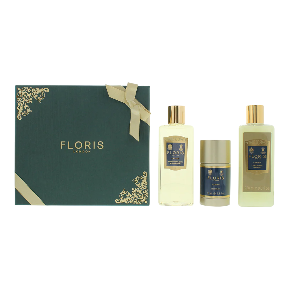 set-floris-of-london-cefiro-hair-shampoo-for-conditioning-250-ml-cefiro-moisturizing-shower-gel-for-all-skin-types-250-ml-cefiro-anti-perspirant-deodo Set Floris Of London: Cefiro, Hair Shampoo, For Conditioning, 250 ml + Cefiro, Moisturizing, Shower Gel, For All Skin Types, 250 ml + Cefiro, Anti-Perspirant, Deodorant Stick, Unisex, 75 g - Afbeelding 1
