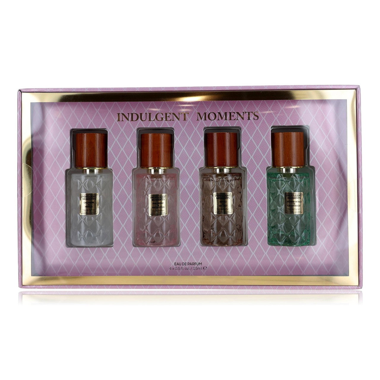 set-indulgent-moments-cashmere-vanilla-eau-de-parfum-for-women-15-ml-pink-peony-water-lotus-eau-de-parfum-for-women-15-ml-neroli-sea-salt-eau-de-parfu Set Indulgent Moments: Cashmere & Vanilla, Eau De Parfum, For Women, 15 ml + Pink Peony & Water Lotus, Eau De Parfum, For Women, 15 ml + Neroli & Sea Salt, Eau De Parfum, For Women, 15 ml + Jasmine Petals & Cedarwood, Eau De Parfum, For Women, 15 ml - Afbeelding 1