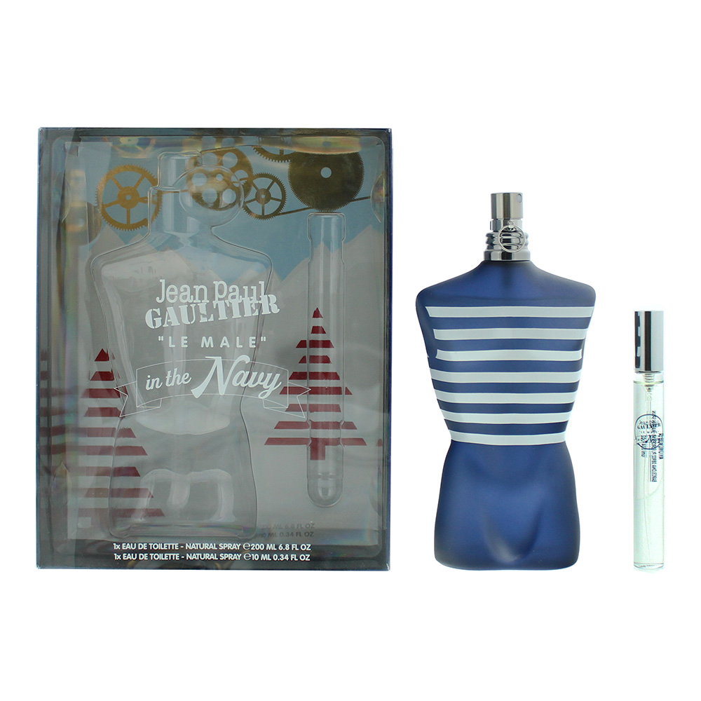 10026859-001 Set Jean Paul Gaultier: Le Male In The Navy, Eau De Toilette, For Men, 125 ml + Le Male In The Navy, Eau De Toilette, For Men, 10 ml - Afbeelding 1