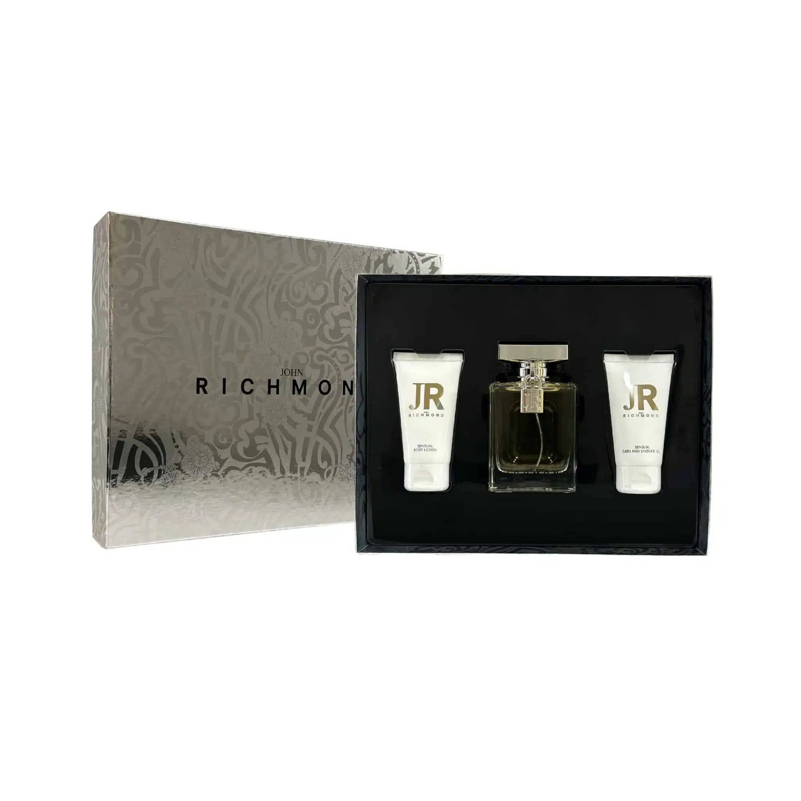 set-john-richmond-john-richmond-natural-hydrating-body-lotion-50-ml-john-richmond-eau-de-parfum-for-men-100-ml-black-metal-natural-cleansing-shower-ge Set John Richmond: John Richmond, Natural, Hydrating, Body Lotion, 50 ml + Black Metal, Natural, Cleansing, Shower Gel, 50 ml + John Richmond, Eau De Parfum, For Women, 100 ml - Afbeelding 1