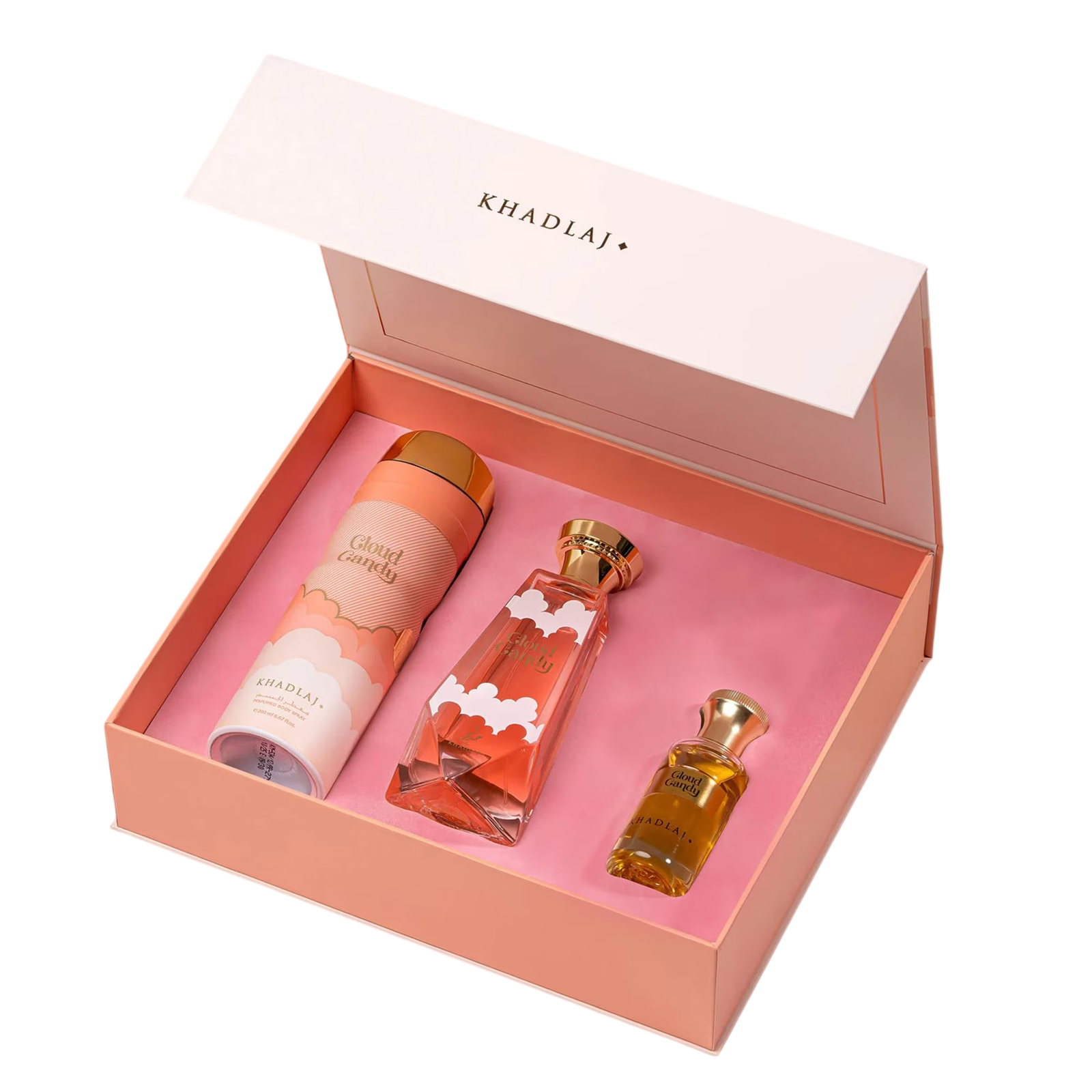 set-khadlaj-cloud-candy-extrait-de-parfum-unisex-100-ml-cloud-candy-deodorant-spray-for-women-200-ml-cloud-candy-perfume-oil-unisex-25-ml-1780041836 Set Khadlaj: Cloud Candy, Extrait De Parfum, Unisex, 100 ml + Cloud Candy, Deodorant Spray, For Women, 200 ml + Cloud Candy, Perfume Oil, Unisex, 25 ml - Afbeelding 1