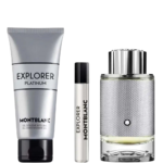 Set Montblanc: Explorer Platinum, Eau De Parfum, For Men, 100 ml + Explorer Platinum, Eau De Parfum, For Men, 7.5 ml + Explorer Platinum, Cleansing, Shower Gel, For All Skin Types, 100 ml