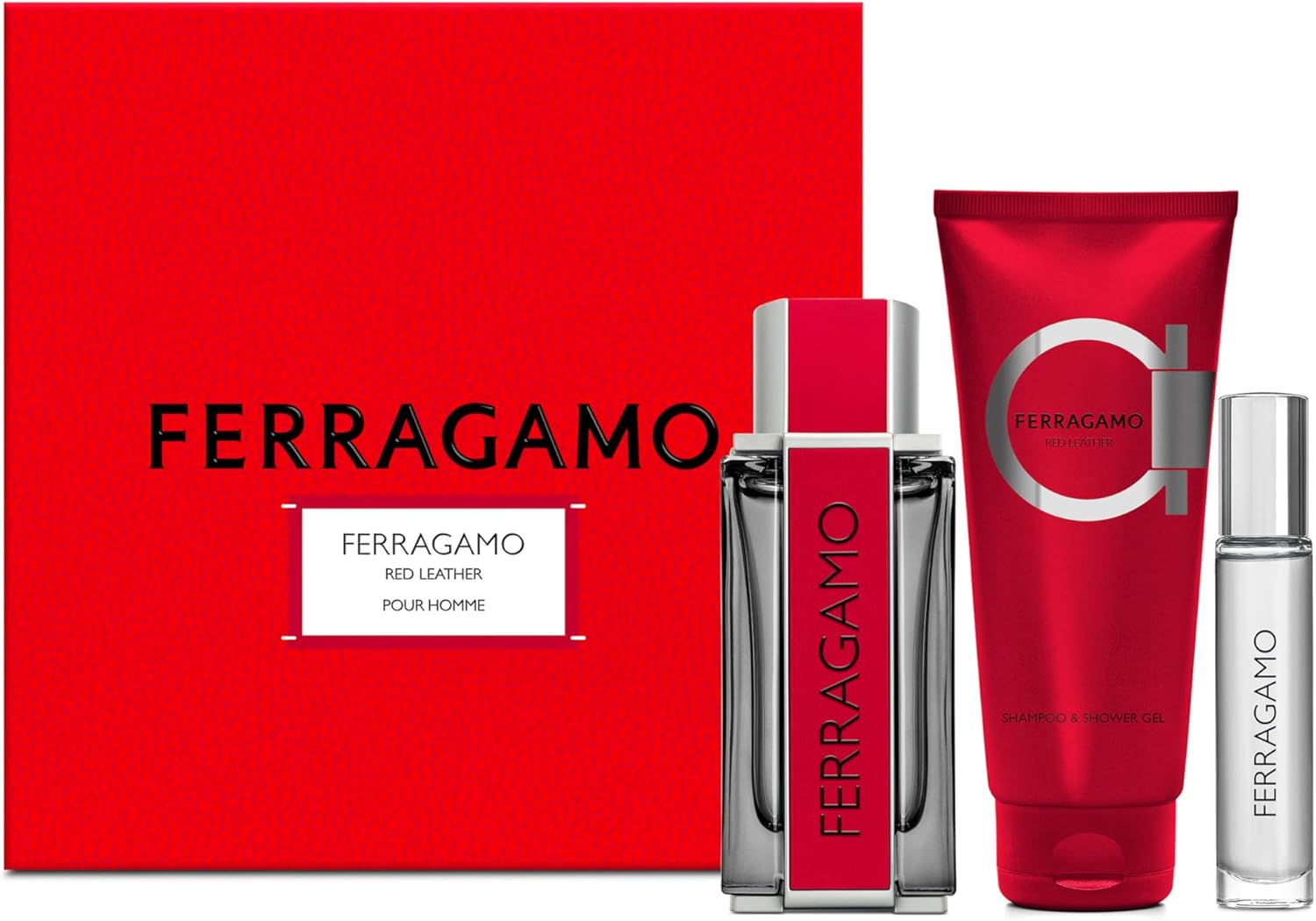 set-salvatore-ferragamo-red-leather-eau-de-parfum-for-men-100-ml-red-leather-eau-de-parfum-for-men-10-ml-red-leather-shower-gel-all-skin-types-100-ml- Set Salvatore Ferragamo: Red Leather, Eau De Parfum, For Men, 100 ml + Red Leather, Eau De Parfum, For Men, 10 ml + Red Leather, Shower Gel, All Skin Types, 100 ml - Afbeelding 1