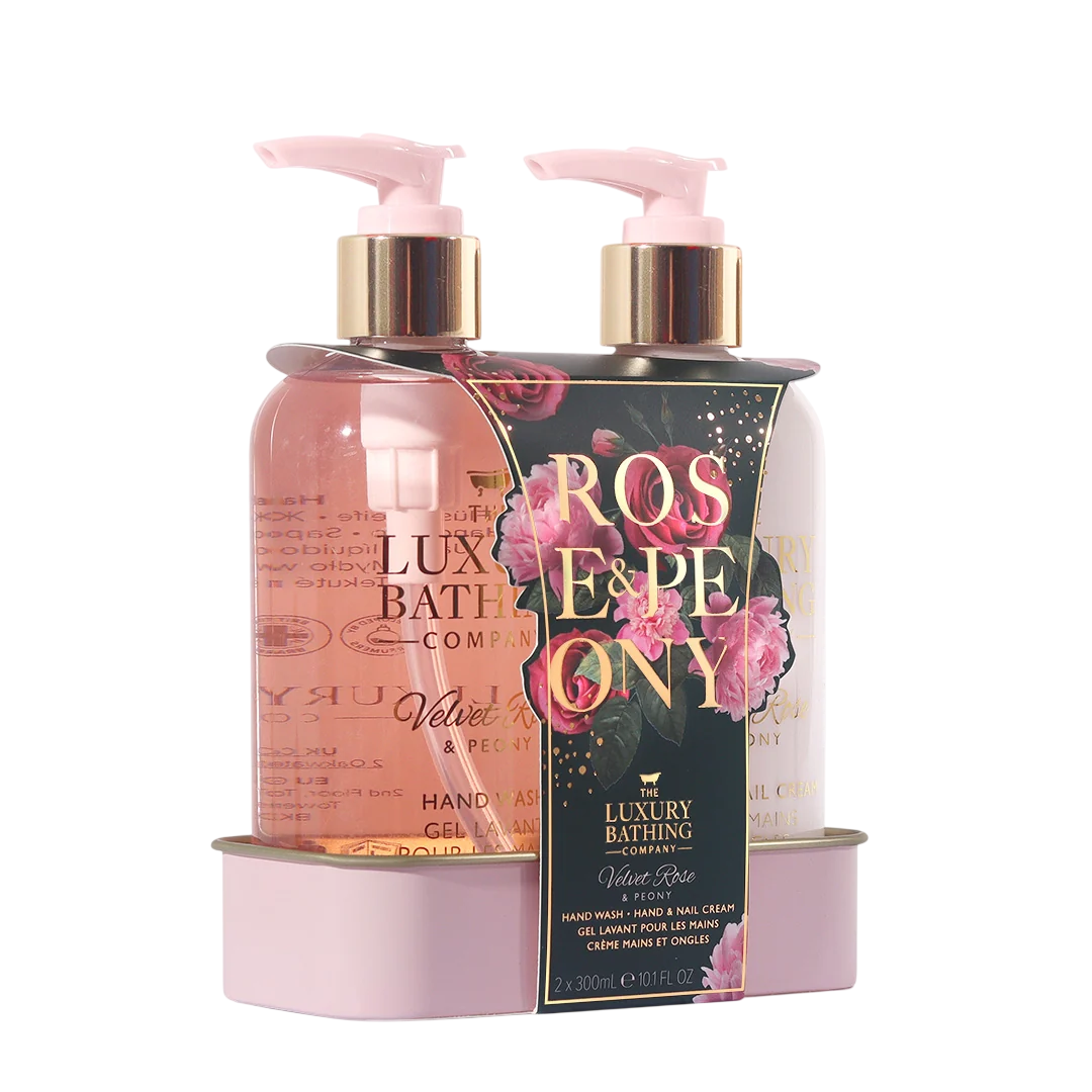 set-the-luxury-bathing-company-velvet-rose-peony-moisturizing-hand-cream-300-ml-velvet-rose-peony-cleansing-hydrating-liquid-soap-for-face-hands-300-m Set The Luxury Bathing Company: Velvet Rose & Peony, Moisturizing, Hand Cream, 300 ml + Velvet Rose & Peony, Cleansing & Hydrating, Liquid Soap, For Face & Hands, 300 ml - Afbeelding 1