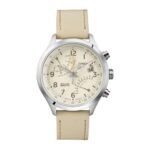 Timex, Intelligent Quartz, Kwarts horloge met leren band, Cronograf Fly-Back, Beige, T2P382, Voor mannen