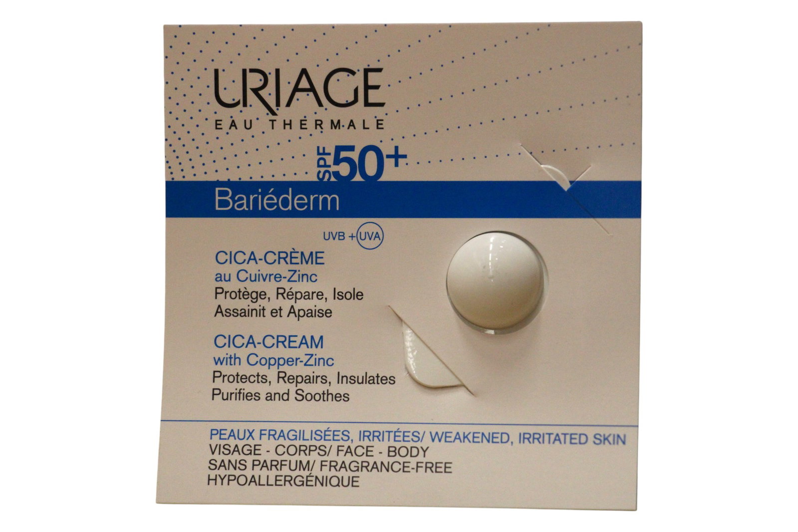 uriage-bariederm-repairing-cream-for-face-body-spf-50-0-7-ml-sample-1781514785 Uriage, Bariederm, Repareren, Room, Voor gezicht & lichaam, SPF 50+, 0.7 ml *Voorbeeld - Afbeelding 1
