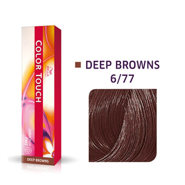 wella-professionals-color-touch-ammonia-free-semi-permanent-hair-dye-6-77-dark-blonde-intense-chestnut-60-ml-0-8005610530208-1672660228 Wella Professionals, Color Touch, Zonder ammoniak, Semi-permanente haarkleuring, 6/77 Deep Brown, 60 ml - Afbeelding 1