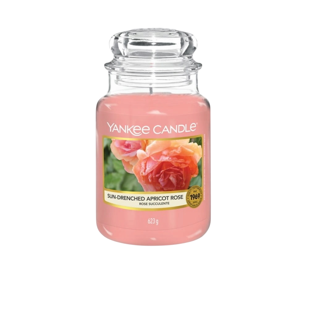 yankee-candle-sun-drenched-apricot-rose-sun-drenched-apricot-nectarine-blossom-scented-candle-623-g-1787905685 Yankee Candle, Sun-Drenched Apricot Rose, Zonovergoten abrikoos, Nectarinebloem, Geurkaars, 623 g - Afbeelding 1