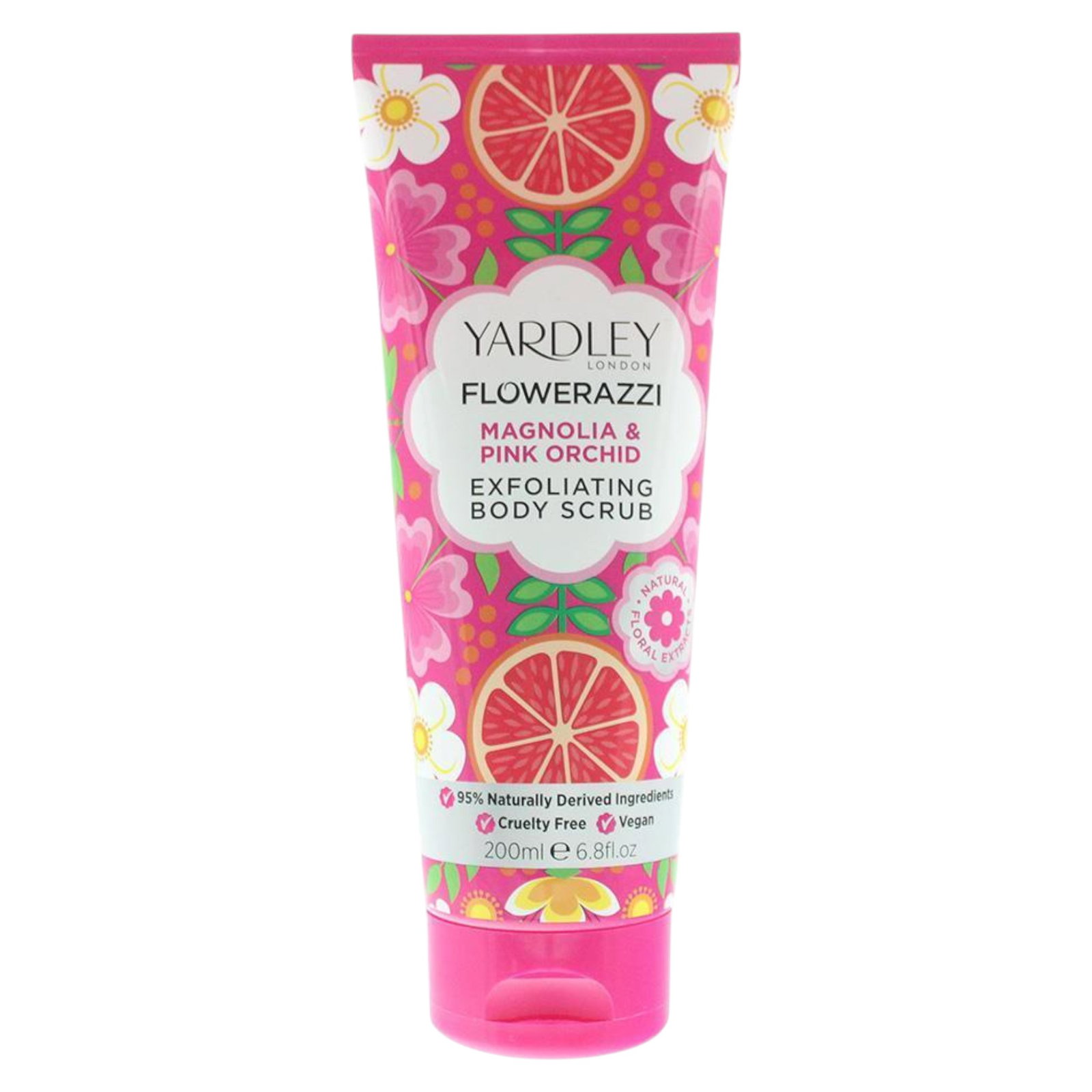 yardley-flowerazzi-magnolia-pink-orchid-natural-exfoliants-exfoliating-body-gel-body-bathing-routine-200-ml-1761030914 Yardley, Flowerazzi Magnolia & Pink Orchid, Exfoliëren, Lichaamspeeling, 200 ml - Afbeelding 1